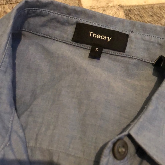 NWOT Theory cotton blue button down shirt size s - Picture 2 of 5